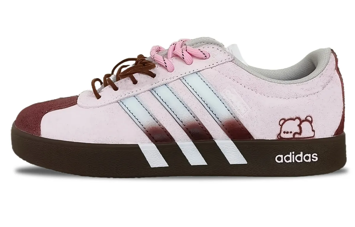 Adidas VL COURT 2.0 Suede Abrasion Resistant Abrasion Resistant Low top Skateboard Shoes Unisex Pink