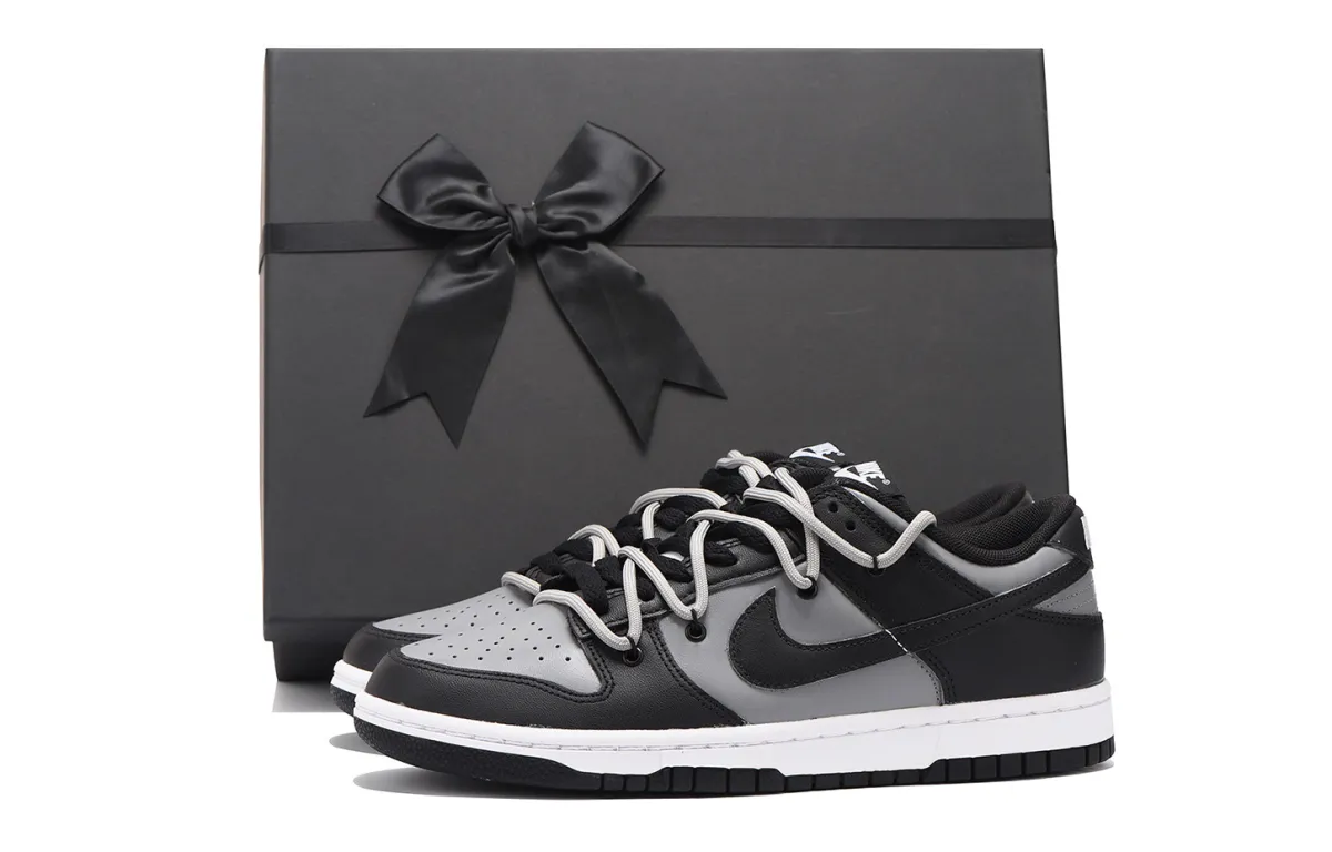 Nike Dunk Slip Resistant Abrasion Resistant Low top Skateboard Shoes Unisex Black Gray