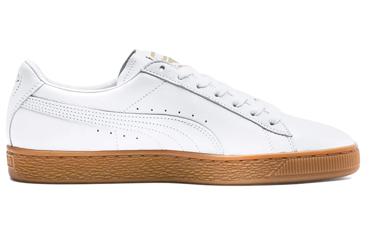 Мужские кеды PUMA Basket Classic Gum Deluxe (бело-золотые) — фото 2