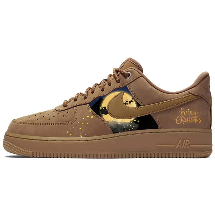 Nike Air Force 1 Versatile Slip Resistant Low top Skateboard Shoes Unisex Brown