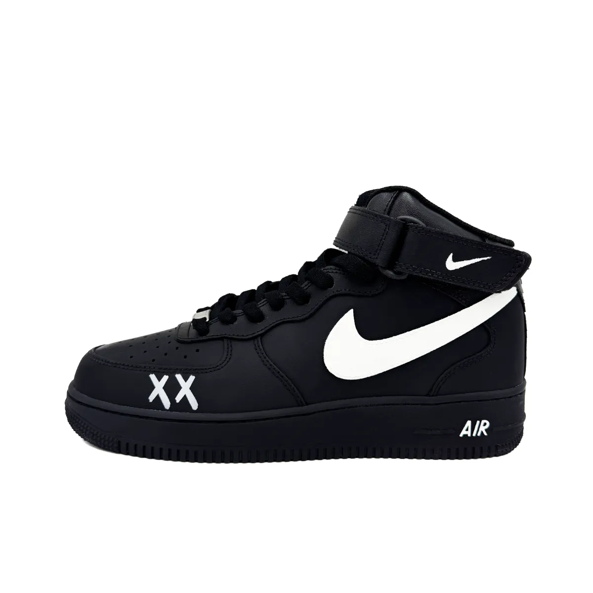 Nike Air Force 1 Dual Engine Slip Resistant Abrasion Resistant Mid top Skateboard Shoes Unisex Black White