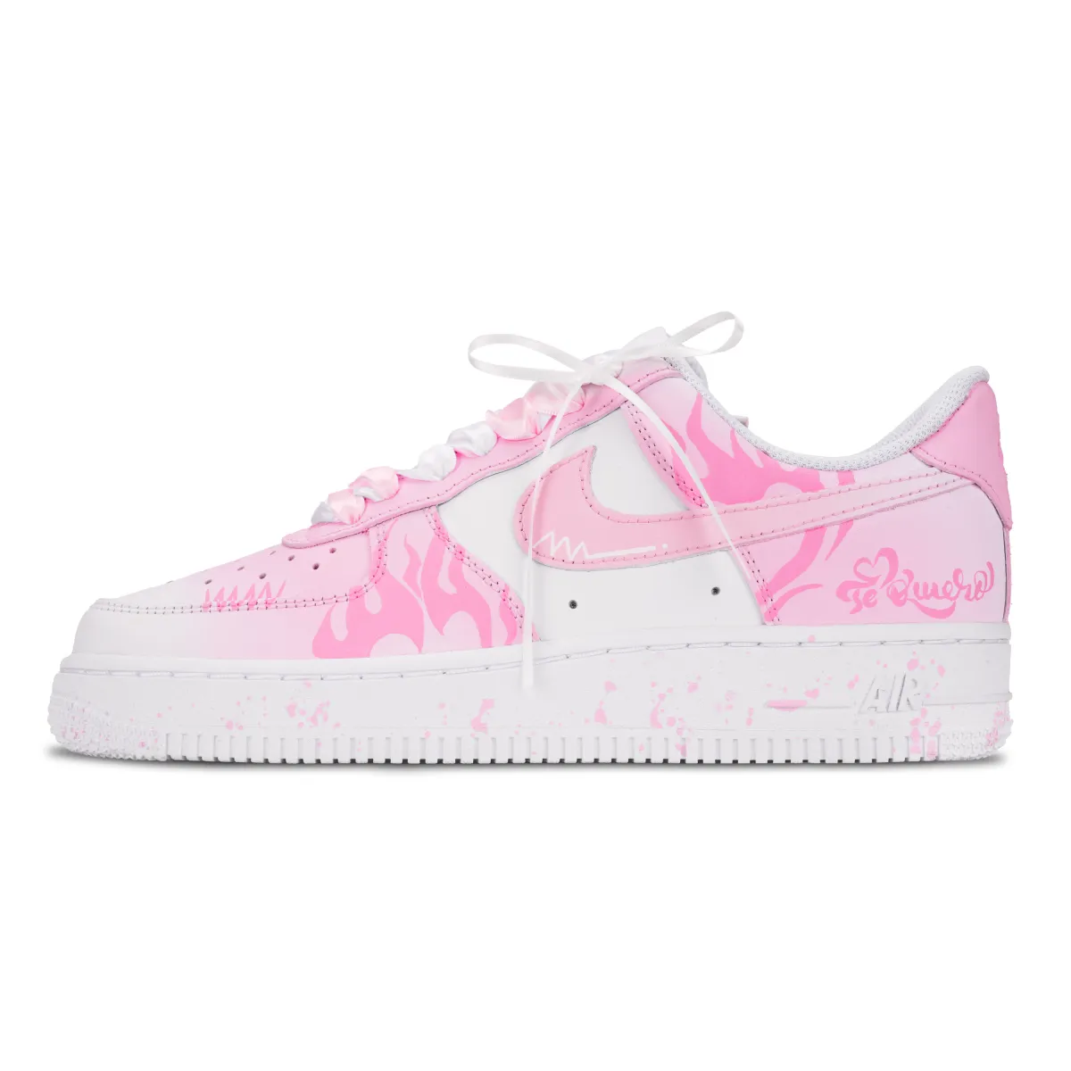 Nike Air Force 1 Pink Flame Dance Slip Resistant Abrasion Resistant Low top Skateboard Shoes Women's Pink White