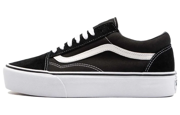 Vans Old Skool Platform Black White Height Increasing Low top Skateboard Shoes Unisex Black