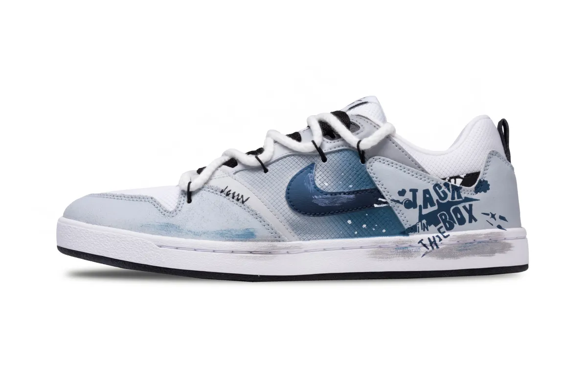 Nike SB Alleyoop Skateboard Shoes Men's Low Top White/Blue/Black