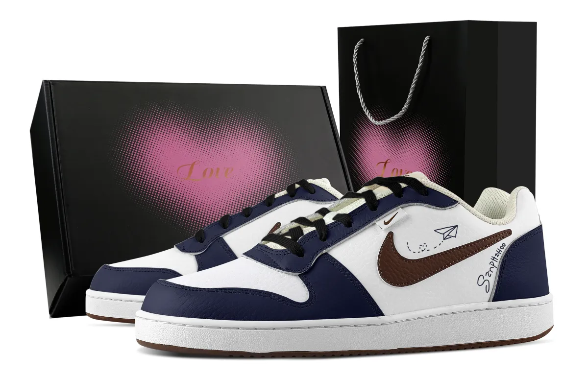 Nike EBERNON Kite Journey, Heart Box Abrasion Resistant Low top Skateboard Shoes Men's Dark Blue