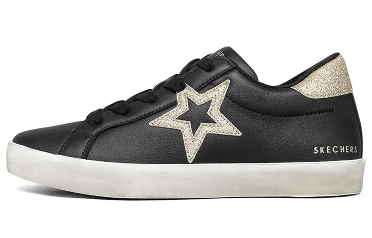 Skechers DIAMOND STARZ Skateboard Shoes Women's Low Top Black/Gold