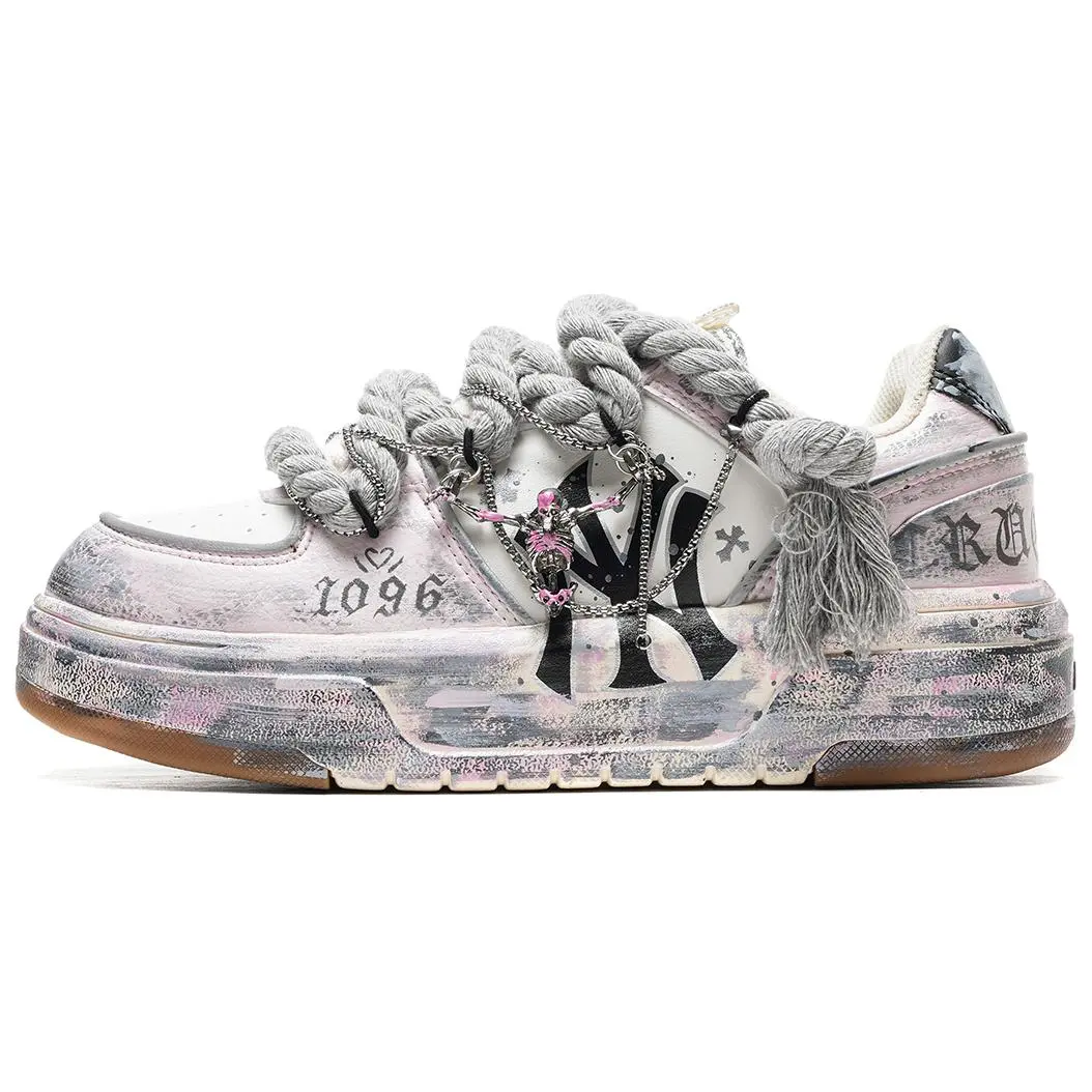 MLB Chunky Liner Slip Resistant Abrasion Resistant Low top Skateboard Shoes Unisex Gray Pink