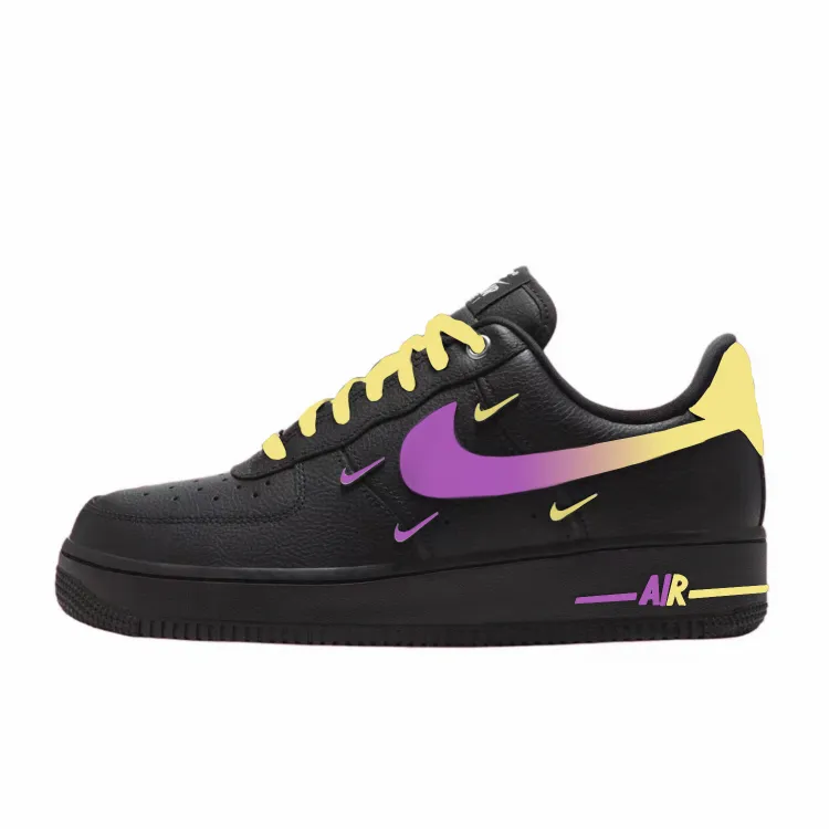Nike Air Force 1 Abrasion Resistant Low top Skateboard Shoes Women's Black Purple Yellow