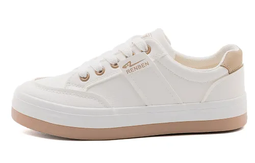RENBEN Slip Resistant Cushioning Abrasion Resistant Low top Skateboard Shoes Women's Milk Coffee