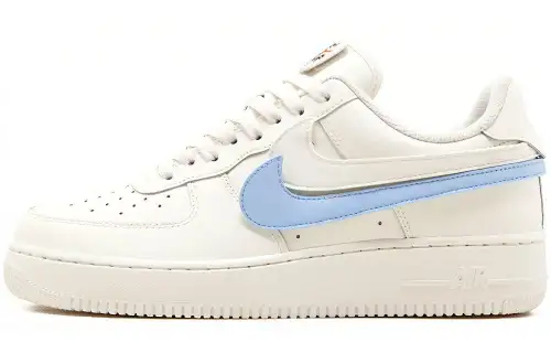 Nike Air Force 1 07 QS Slip Resistant Lightweight Non slip Lightweight Low top Skateboard Shoes Men's White Blue
