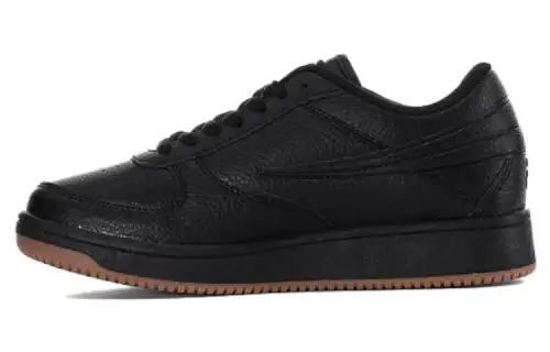 FILA Comfortable Round Toe Coverage Waterproof Low top Skateboard Shoes Unisex Black