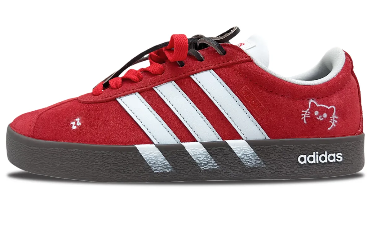 Adidas VL COURT 2.0 Abrasion Resistant Low top Skateboard Shoes Unisex Red