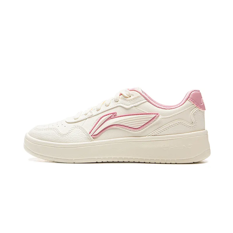 Li Ning Sycee Trendy Lightweight And Breathable Low top Skateboard Shoes Women's Beige Pink