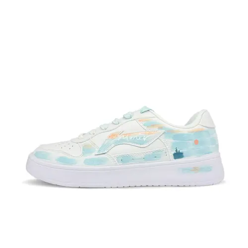 Li Ning Floating Boat Slip Resistant Abrasion Resistant Low top Skateboard Shoes Men's Blue White
