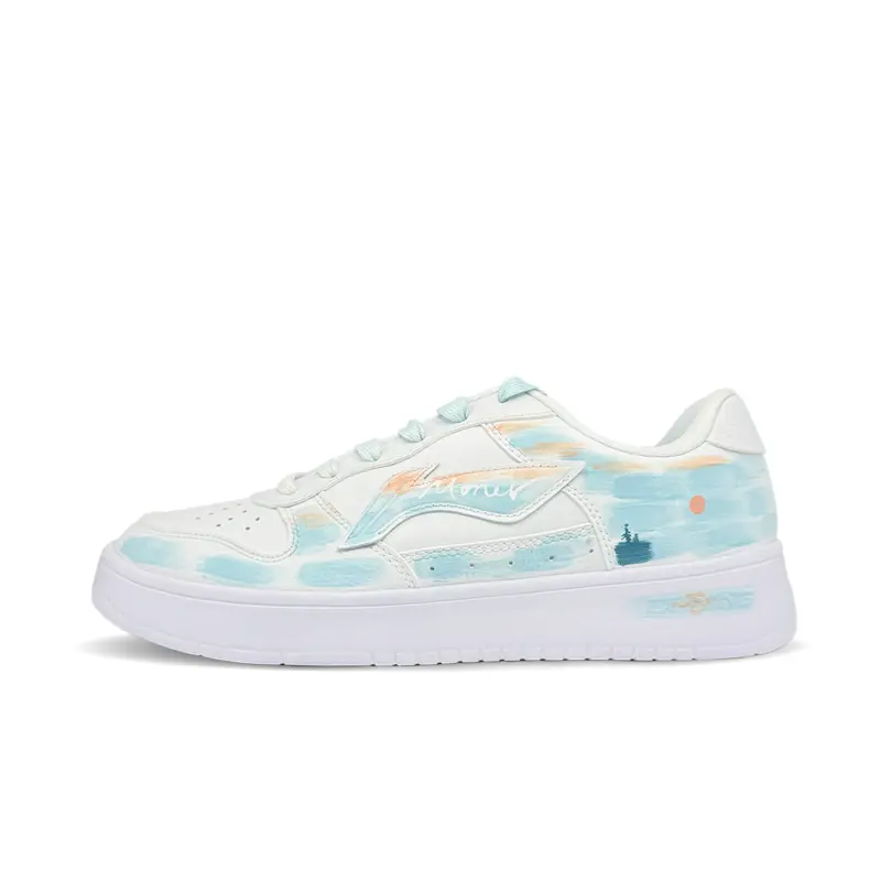 Li Ning Floating Boat Slip Resistant Abrasion Resistant Low top Skateboard Shoes Men's Blue White