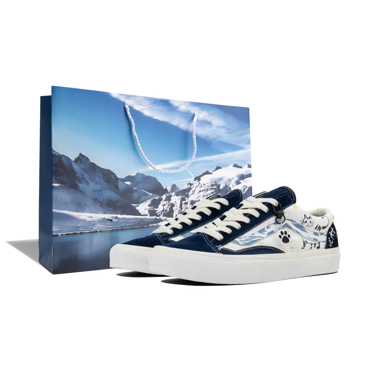 Vans Style 36 Meimei, Shopping Bag Abrasion Resistant Low top Skateboard Shoes Unisex White Blue