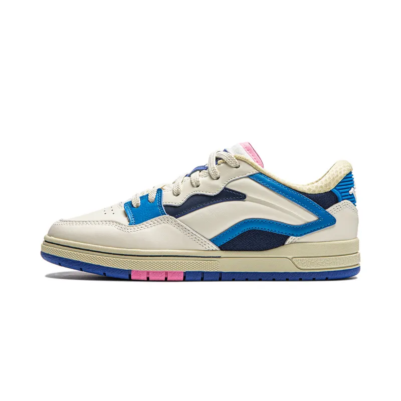 Li Ning Slip Resistant Abrasion Resistant Low top Skateboard Shoes Women's White Blue