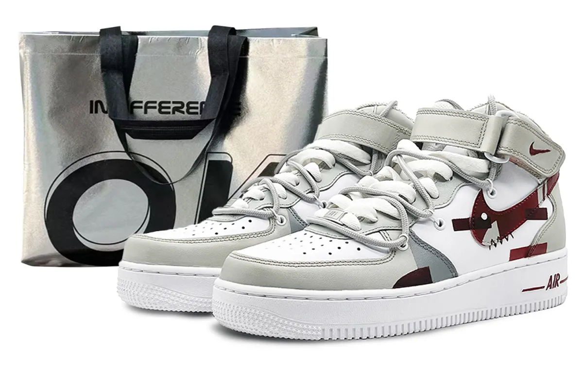 Nike Air Force 1 '07 Air Force 1 Mid top Skateboard Shoes Men's Gray Red