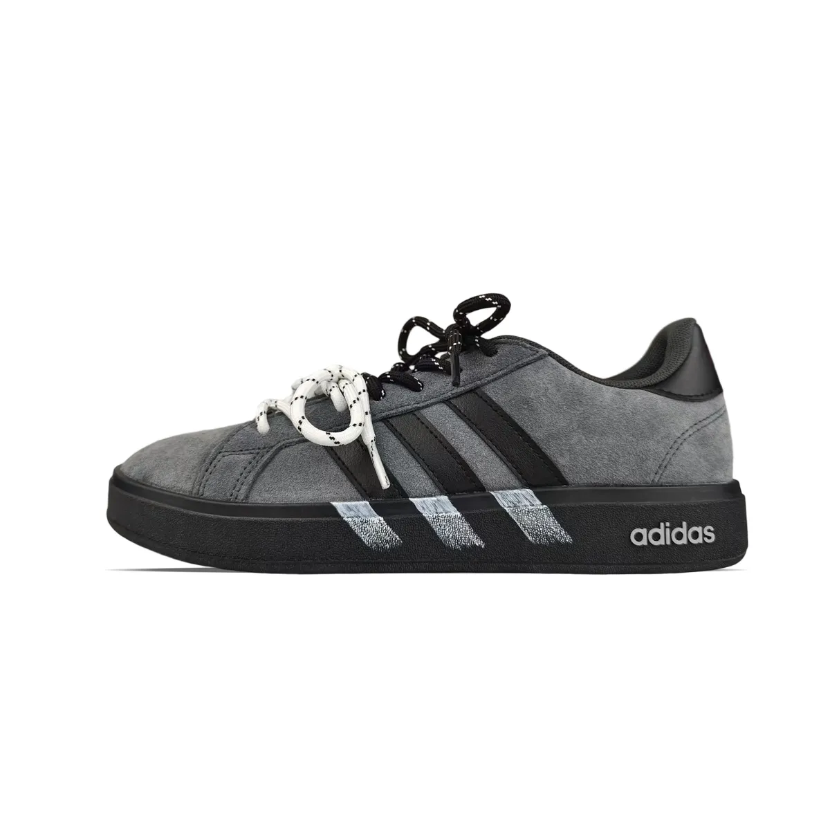 Adidas Grand Court Base 00s Synthetic Leather, Split Cow Leather Low top Skateboard Shoes Unisex Gray