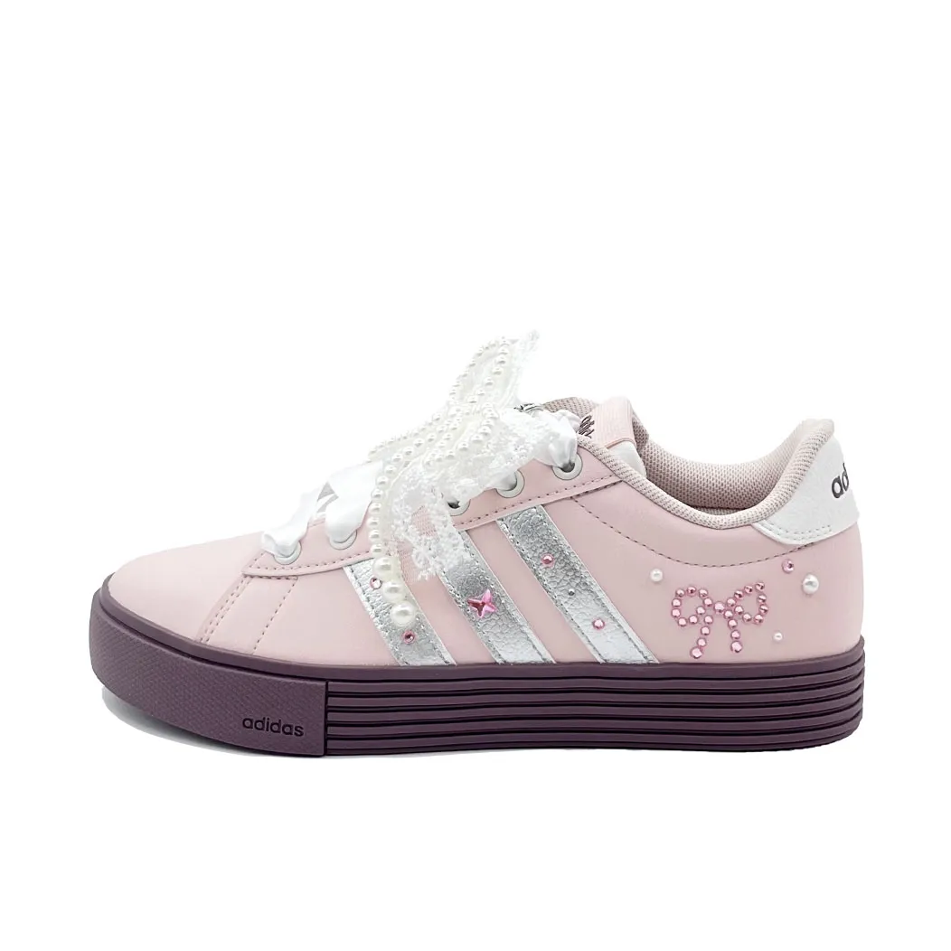 Adidas Daily 4.0 Pink Princess Abrasion Resistant Low top Skateboard Shoes Unisex Pink Silver