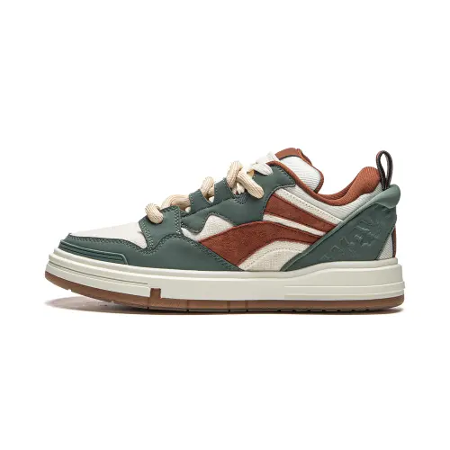 Li Ning Slip Resistant Cushioning Abrasion Resistant Low top Skateboard Shoes Men's Green White Brown