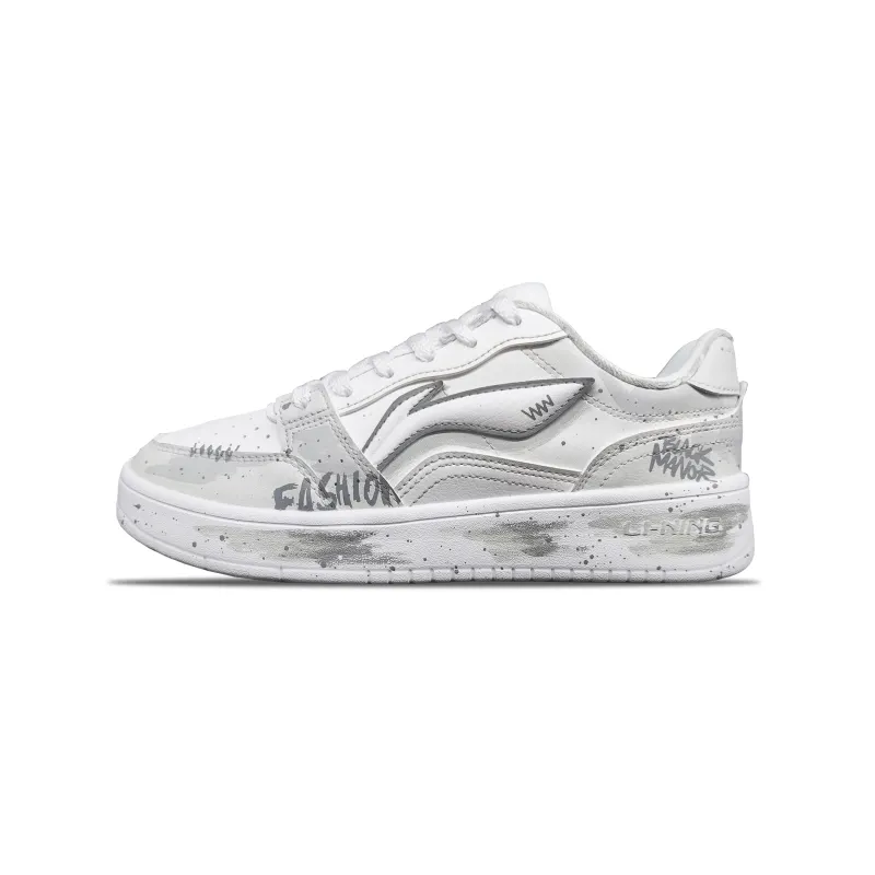 Li Ning Sycee Slip Resistant Cushioning Abrasion Resistant Low top Skateboard Shoes Men's Gray White