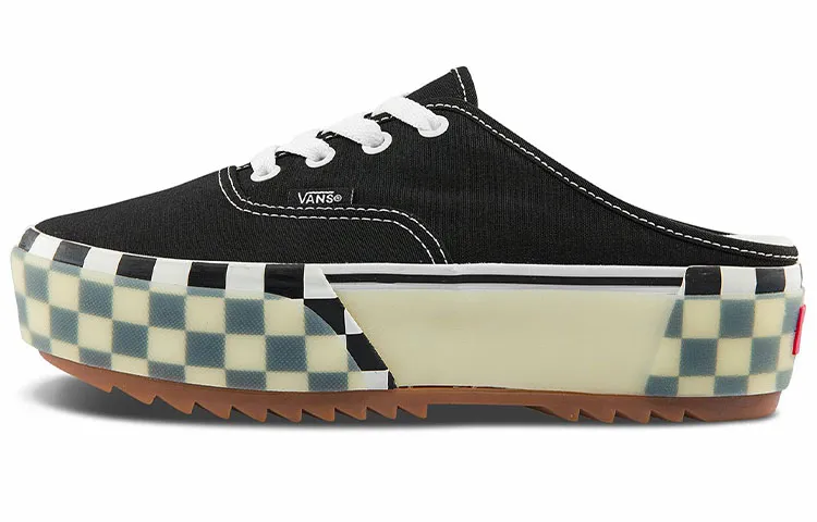 Vans Authentic Fabric Low top Skateboard Shoes Women's Black White Checkerboard