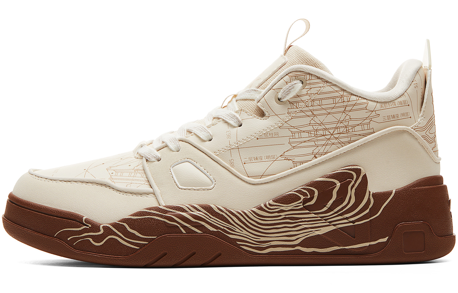PEAK Chinese Original Collection Coverage Thermal Cushioning Low top Skateboard Shoes Men's Ecru