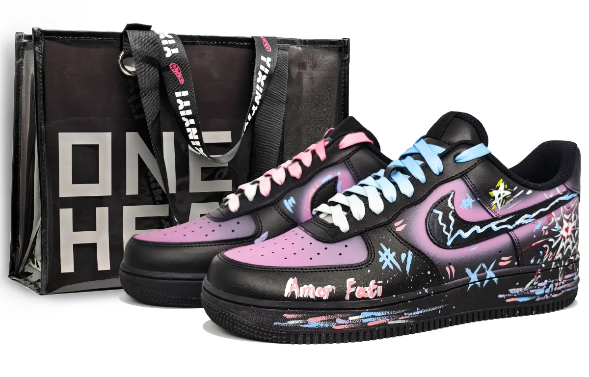 Nike Air Force 1 Low top Skateboard Shoes Unisex Black Purple