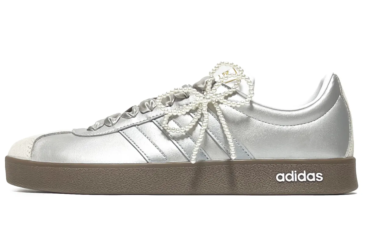 Adidas Vl Court Classic Skateboard Shoes Unisex Low Top Silver/White