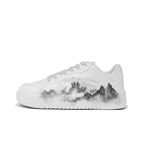 Anta Slip Resistant, Lightweight, And Breathable Low top Skateboard Shoes Unisex White Gray