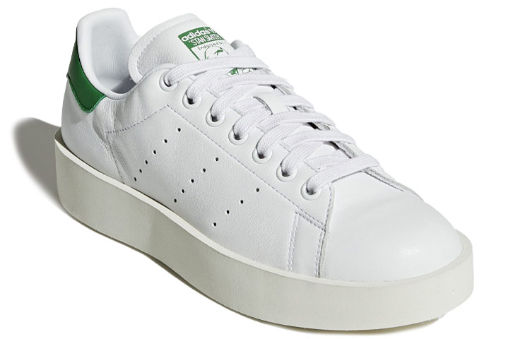 Женские кеды adidas originals STAN SMITH Bold (белые / зеленые) — Белый / зелёный — фото 3