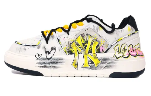 MLB Chunky Liner Anti-Slip And Wear-Resistant Height Increasing Low-Top Skateboard Shoes Unisex White Yellow Pink