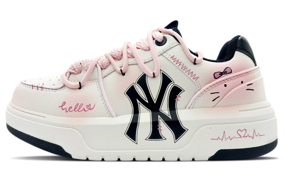 MLB Chunky Liner Meowth Letter Slip Resistant Height Increasing Low top Skateboard Shoes Unisex Pink
