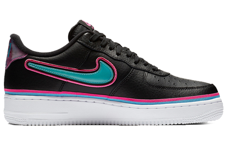 Кеды Nike Air Force 1 (черно-розовые) — Чёрный / розовый / зелёный — фото 2