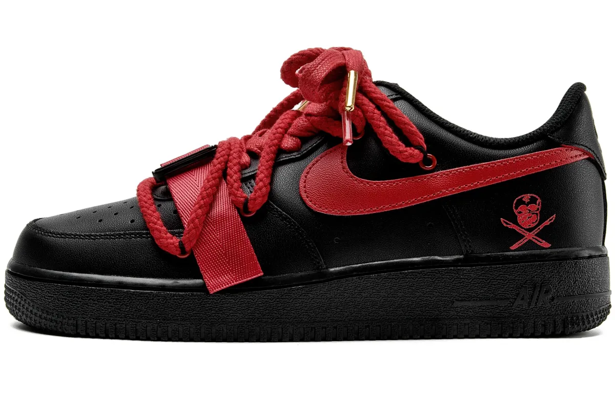 Nike Air Force 1 Abrasion Resistant Balance Low top Skateboard Shoes Unisex Black Red