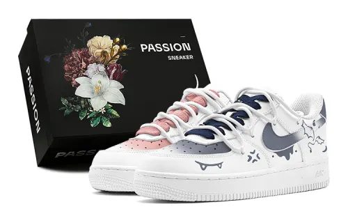 Nike Air Force 1 Air Force 1, Spring Renewal, Mismatched Graffiti Slip Resistant Low top Skateboard Shoes GS Pink Blue