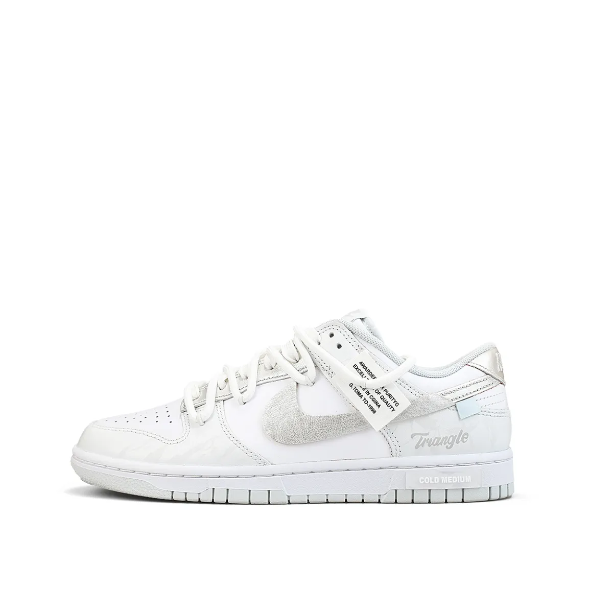 Nike Dunk LOW RETRO Leather Cushioning, Wear Resistant Low top Skateboard Shoes Unisex White Silver