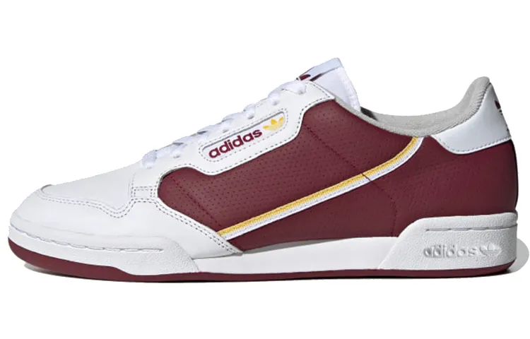 Adidas Originals Continental 80 Synthetic Leather Breathable Low top Skateboard Shoes Unisex White Burgundy