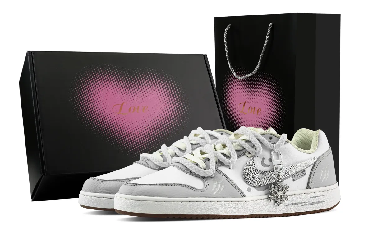 Nike EBERNON Frost Snow Elegance, Heart Box Abrasion Resistant Low top Skateboard Shoes Men's