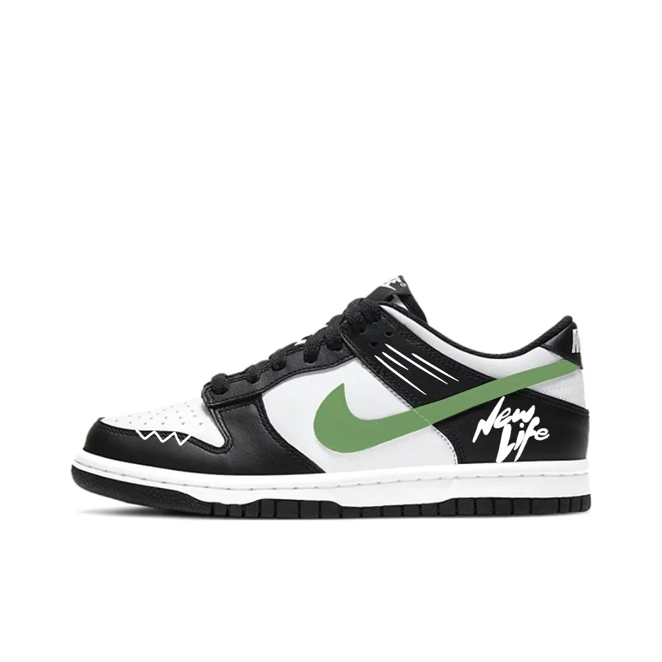 Nike Dunk SB Line Leather Abrasion Resistant Low top Skateboard Shoes Unisex Black White