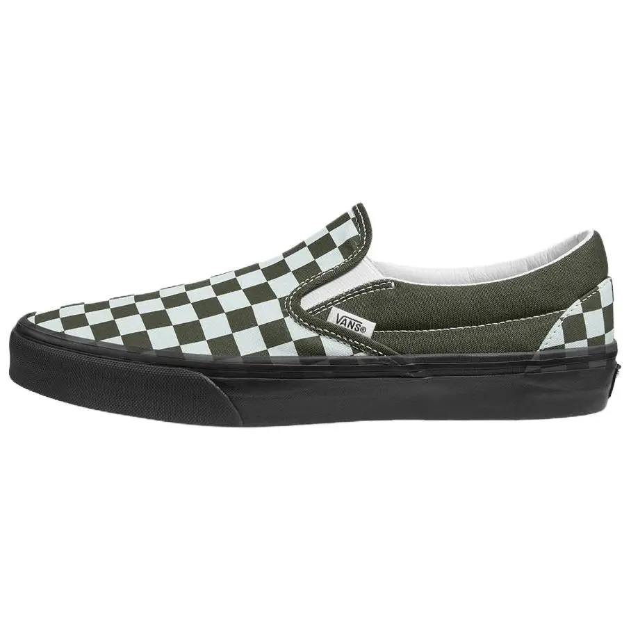 Vans CLASSIC SLIP on Abrasion Resistant Low top Skateboard Shoes Men's Green White