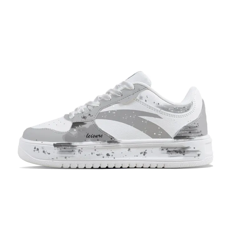 Anta Easy Slip Resistant Abrasion Resistant Low top Skateboard Shoes Unisex White Black