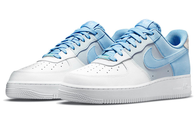 Мужские кроссовки Nike Air Force 1 Psychic Blue (бело-серо-синие) — фото 2