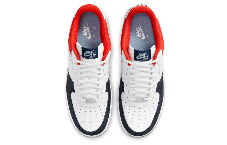 Мужские кроссовки Nike Air Force 1 "USA Denim" (белый / синий / красный) — фото 4