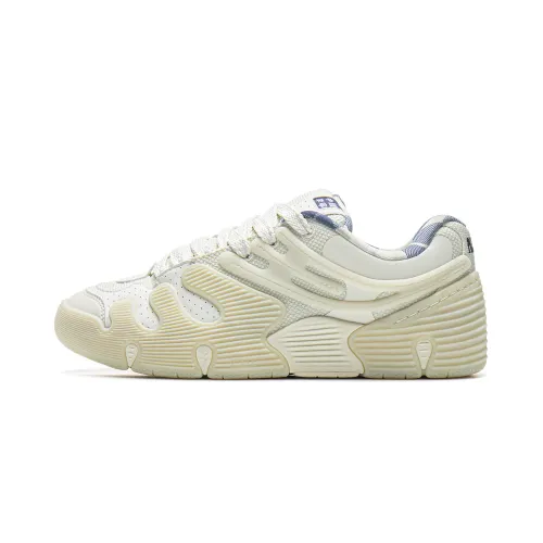 Li Ning Abrasion Resistant Slip Resistant Abrasion Resistant Slip Resistant Low top Skateboard Shoes Unisex Ecru