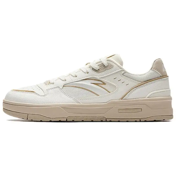 Anta Lieyan1.0 Slip Resistant And Abrasion Resistant Coverage Low top Skateboard Shoes Men's White Brown