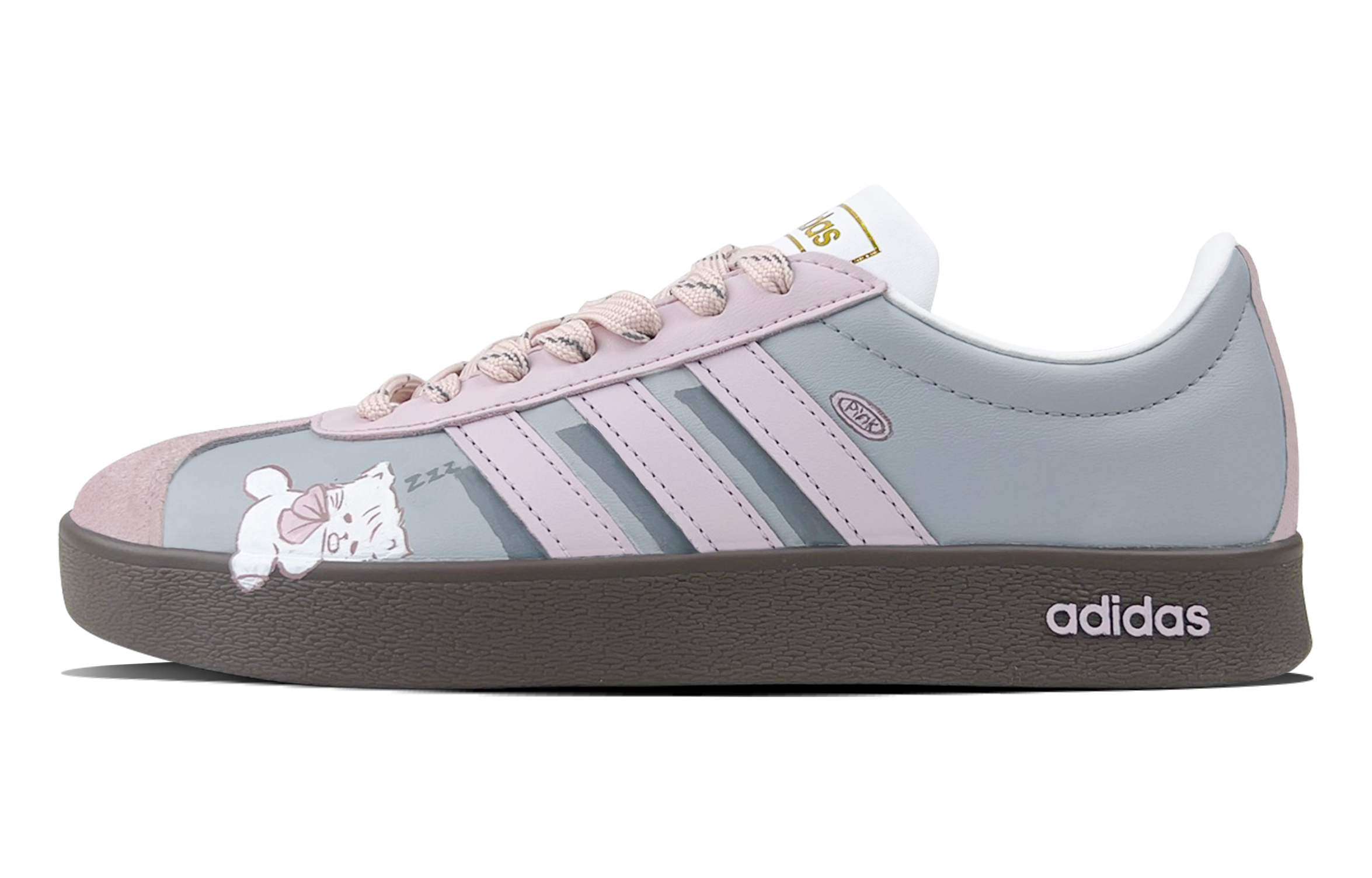 Adidas VL COURT 2.0 Abrasion Resistant Low top Skateboard Shoes Women's Gray Pink