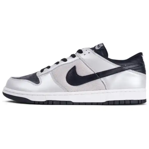 Nike Dunk Slip Resistant Abrasion Resistant Low top Skateboard Shoes Men's Silver Black