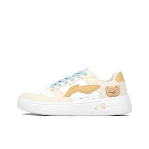 Li Ning Floating Boat Slip Resistant Cushioning Abrasion Resistant Low top Skateboard Shoes Women's Light Yellow